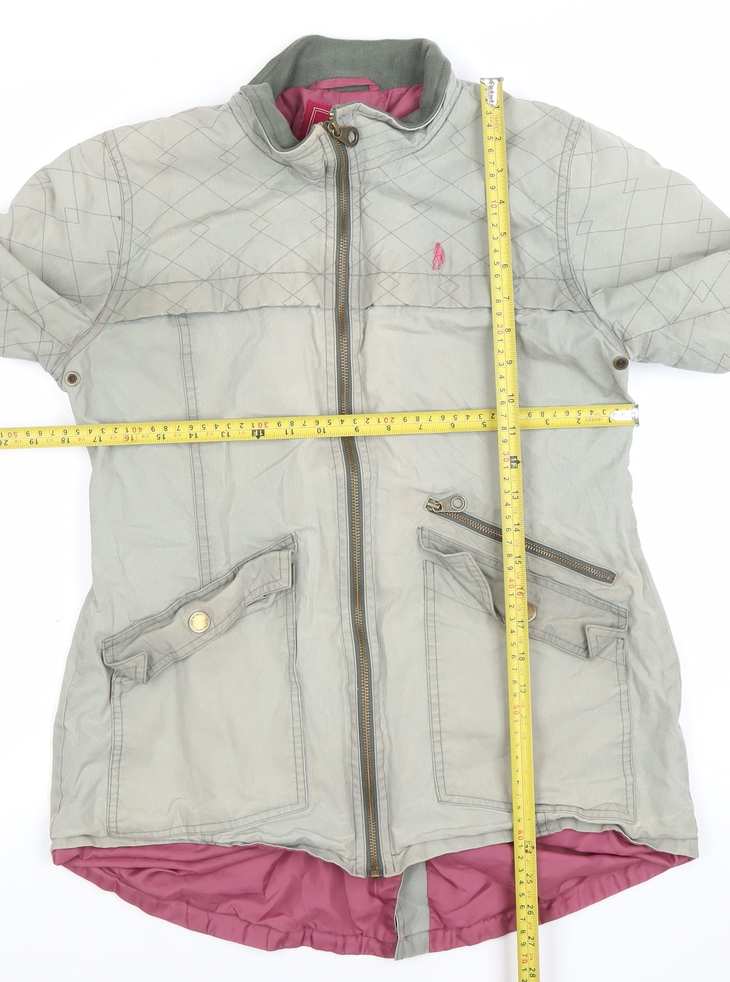 Jack Wills Womens Beige Quilted Mid-Length Outdoor Jacket Size 12