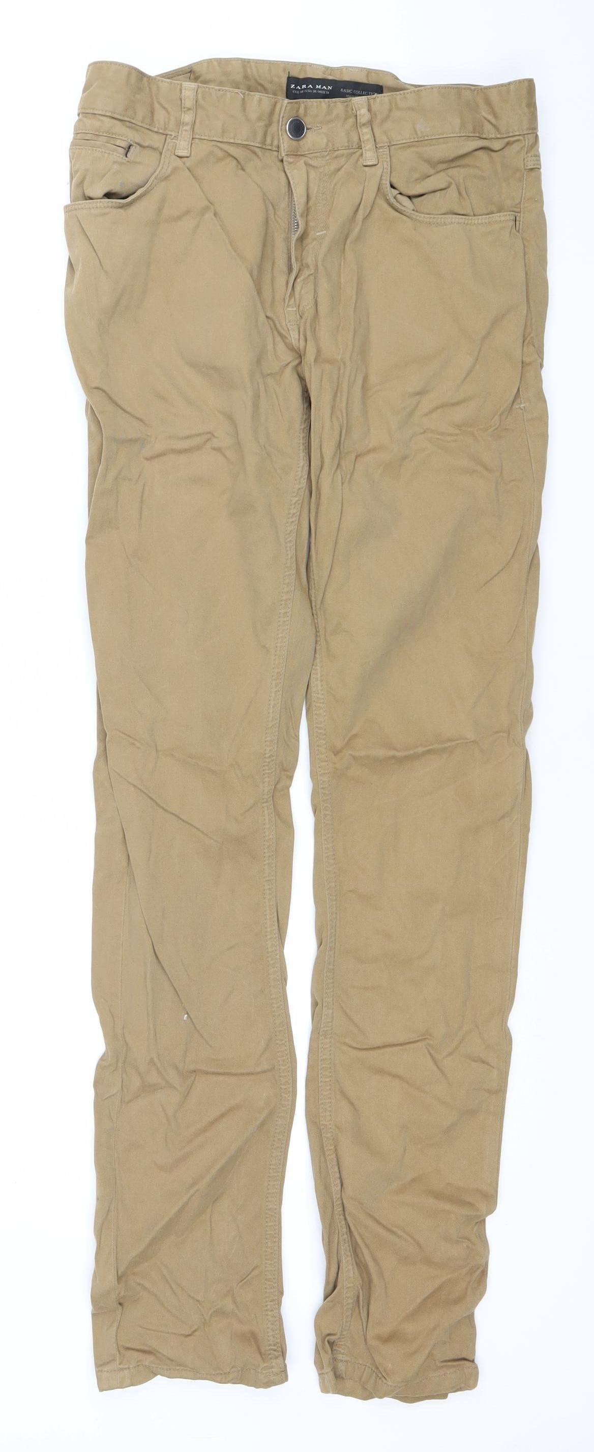 Zara Man Beige Slim Fit Straight Jeans 30in Waist Men’s Casual Denim