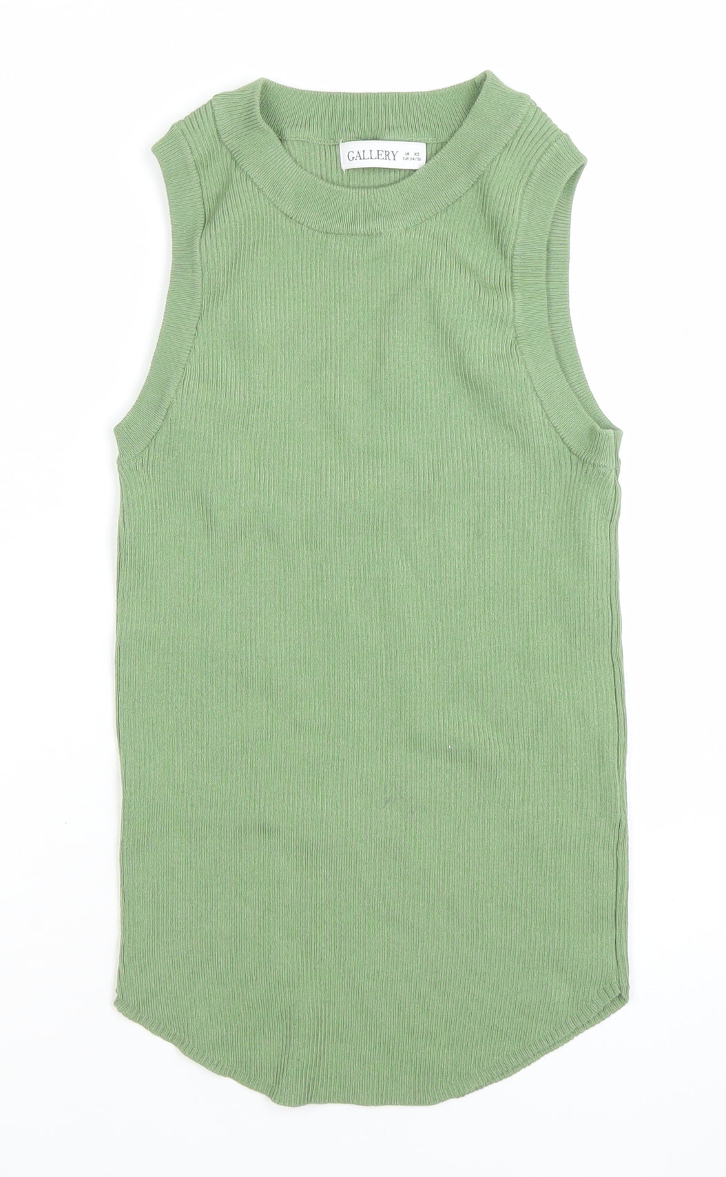 Gallery Women's Green Ribbed Knit Sleeveless Tank Top XS