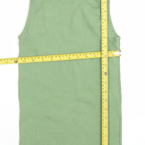 Gallery Women's Green Ribbed Knit Sleeveless Tank Top XS