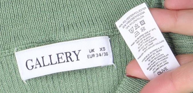 Gallery Women's Green Ribbed Knit Sleeveless Tank Top XS