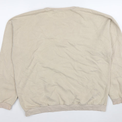 PrettyLittleThing Womens Beige Cotton Blend Pullover Sweatshirt L