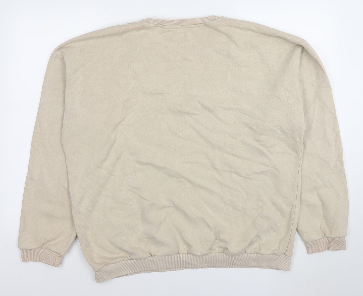 PrettyLittleThing Womens Beige Cotton Blend Pullover Sweatshirt L