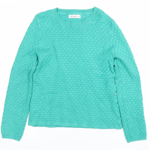 Gallery Women's Green Crew Neck Knit Pullover Jumper XS
