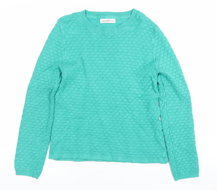 Gallery Women's Green Crew Neck Knit Pullover Jumper XS