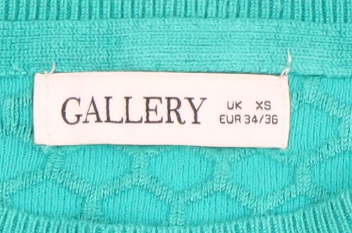 Gallery Women's Green Crew Neck Knit Pullover Jumper XS