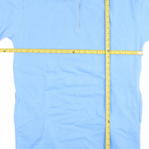 Marks and Spencer Women Blue Size 14 T-Shirt Dress with Zip Neck