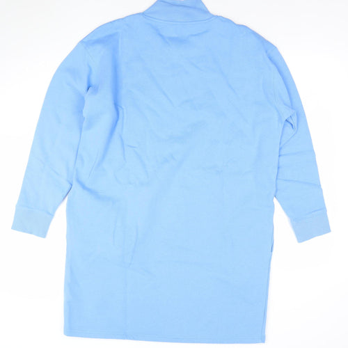 Marks and Spencer Women Blue Size 14 T-Shirt Dress with Zip Neck