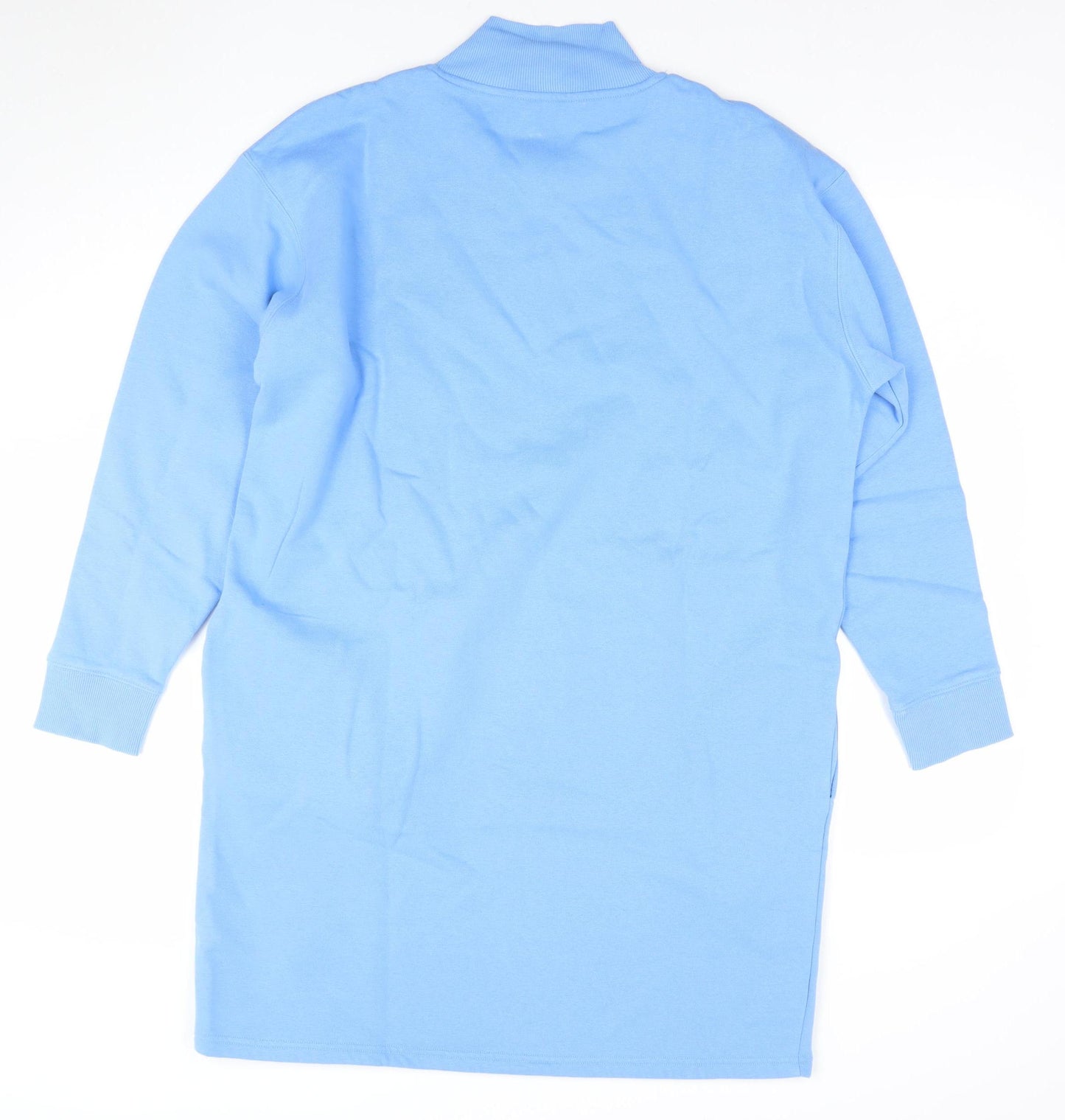 Marks and Spencer Women Blue Size 14 T-Shirt Dress with Zip Neck