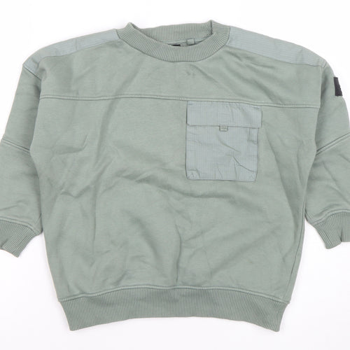 Next Boys Green Pullover Sweatshirt 7 Years Cotton Blend Casual Top