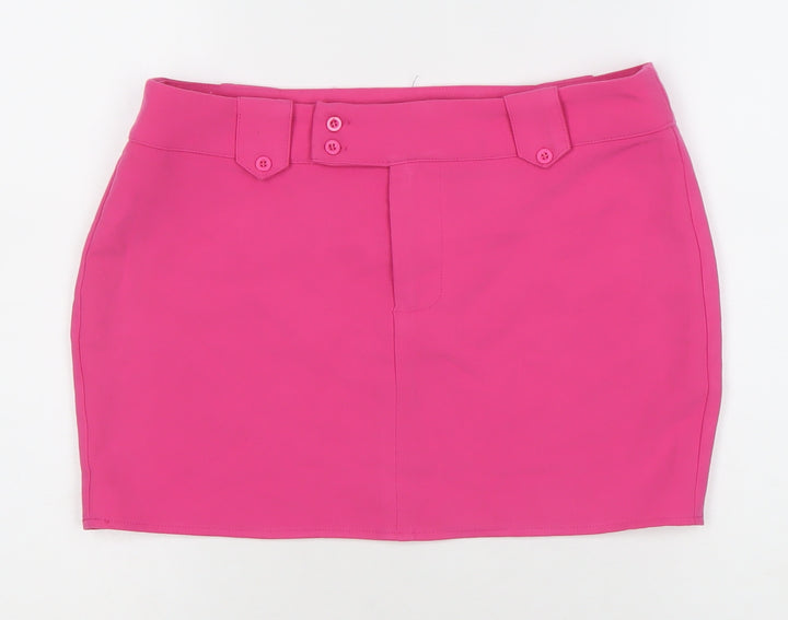 PrettyLittleThing Women’s Pink High Rise Stretch Mini Skirt Size 8