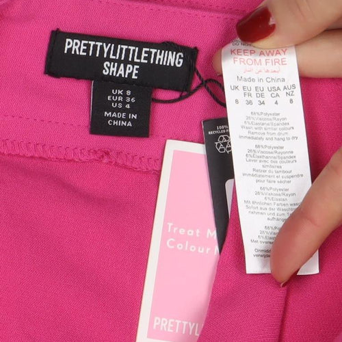PrettyLittleThing Women’s Pink High Rise Stretch Mini Skirt Size 8