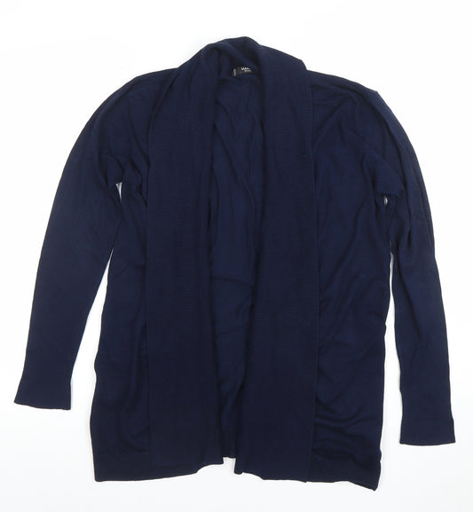 Mango Basics Women's Navy Blue L Open Front Long Sleeve Cardigan
