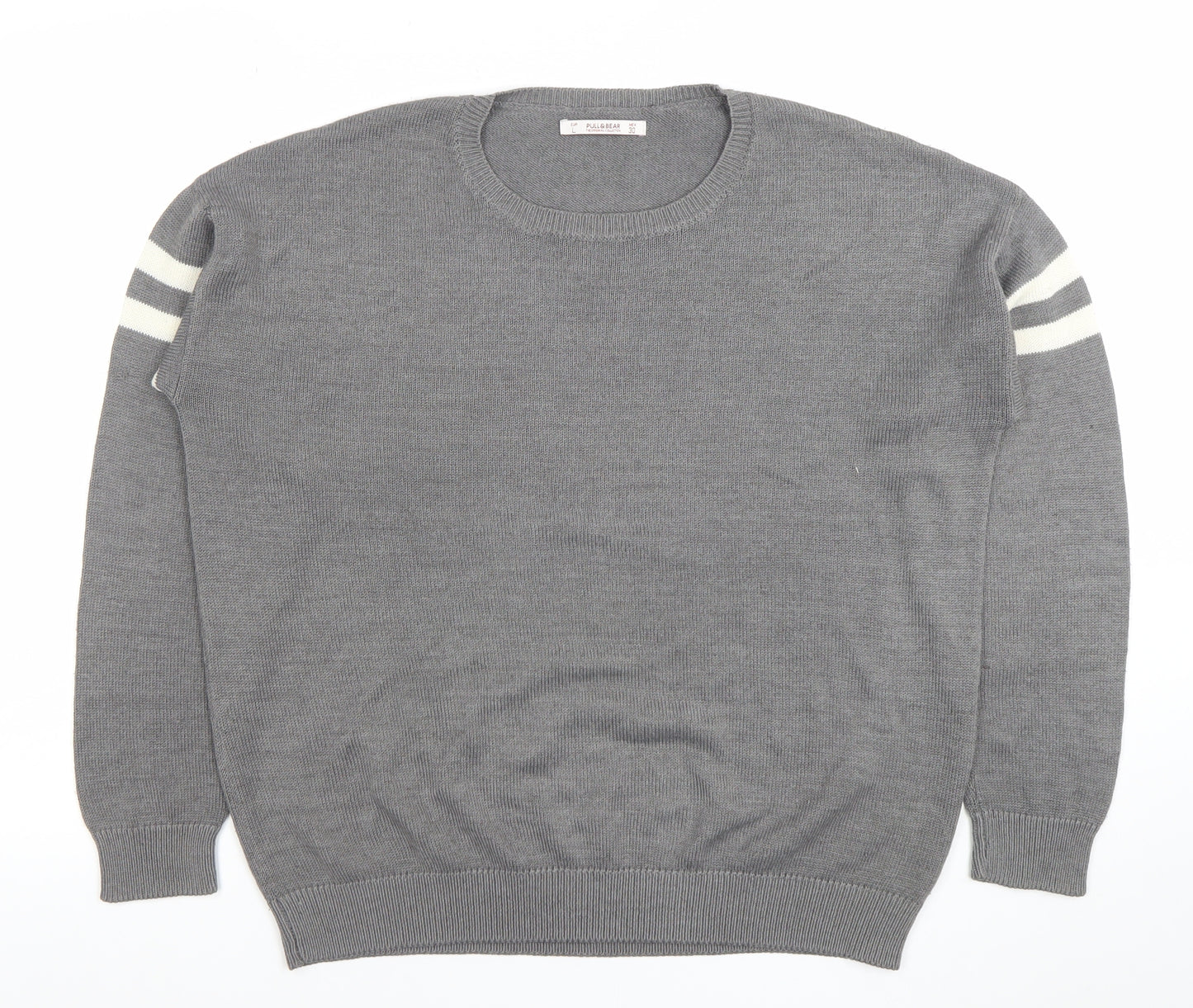 Pull&Bear Women Grey Crew Neck Long Sleeve Pullover Jumper Size 12