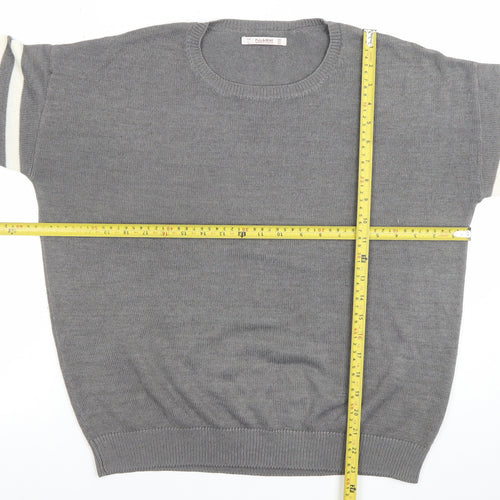 Pull&Bear Women Grey Crew Neck Long Sleeve Pullover Jumper Size 12