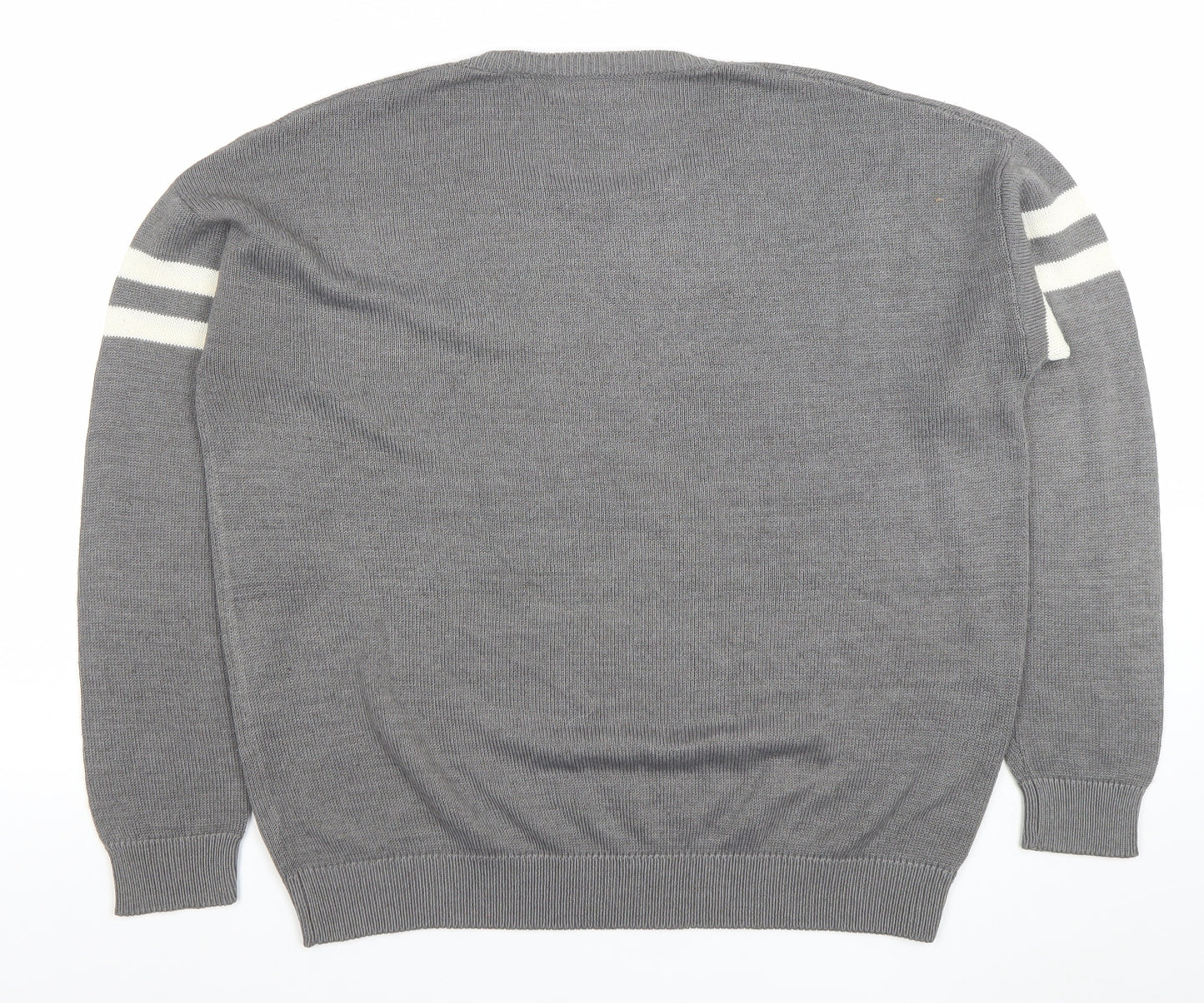 Pull&Bear Women Grey Crew Neck Long Sleeve Pullover Jumper Size 12