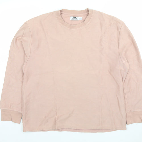 Topman Men's Beige Cotton Long Sleeve Pullover Sweatshirt M