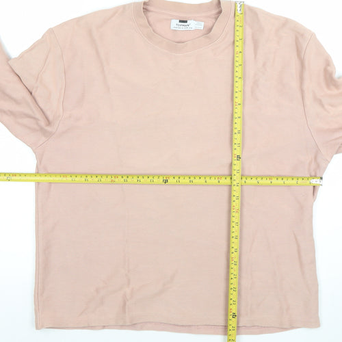 Topman Men's Beige Cotton Long Sleeve Pullover Sweatshirt M