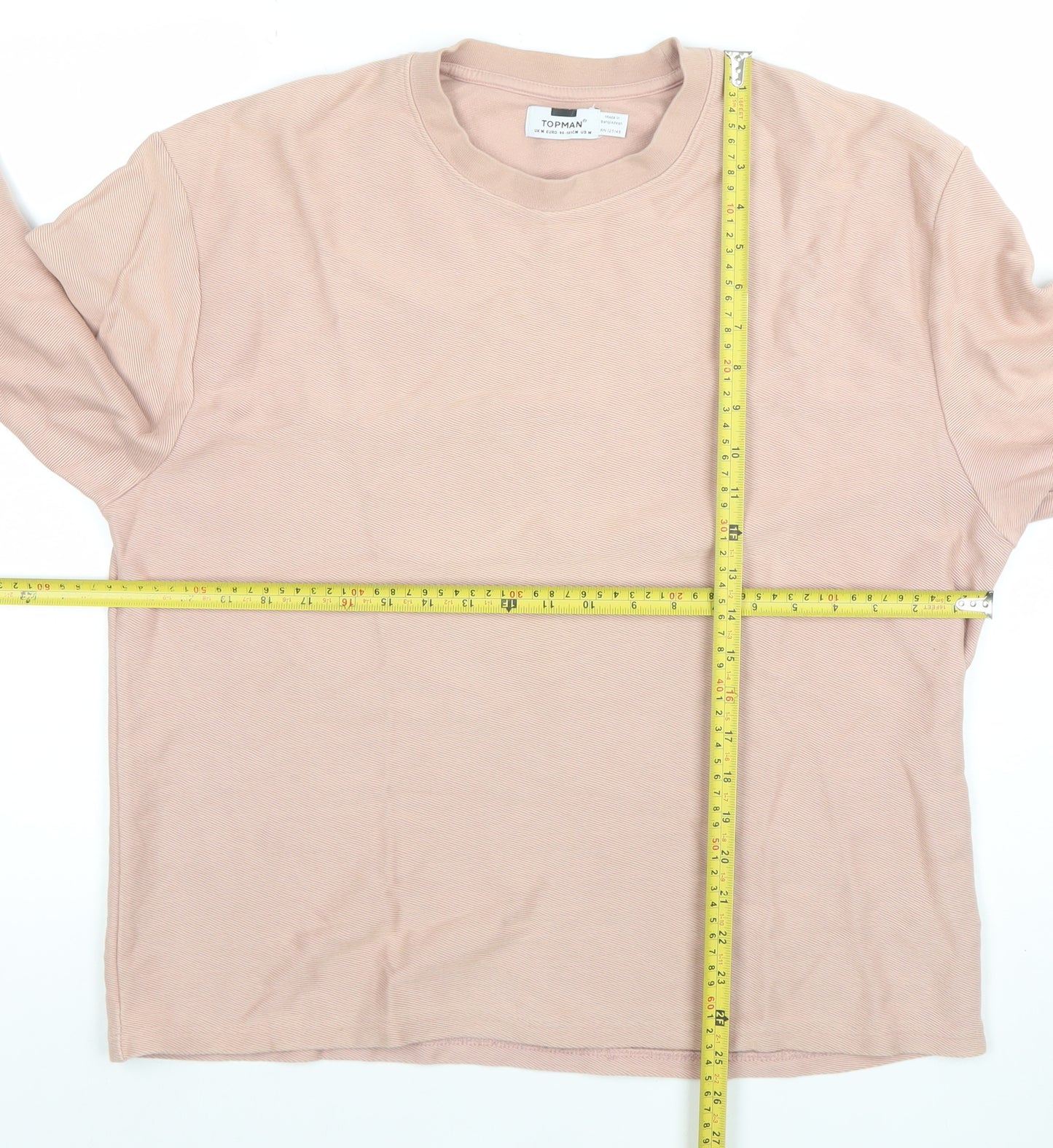 Topman Men's Beige Cotton Long Sleeve Pullover Sweatshirt M