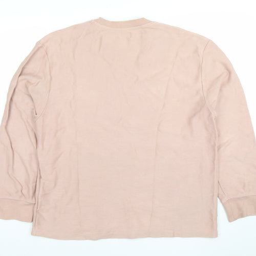 Topman Men's Beige Cotton Long Sleeve Pullover Sweatshirt M