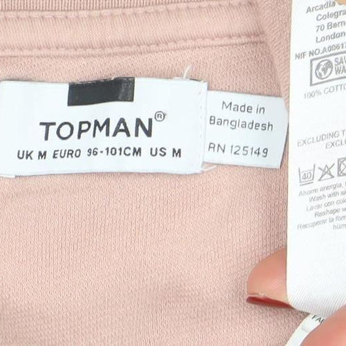 Topman Men's Beige Cotton Long Sleeve Pullover Sweatshirt M