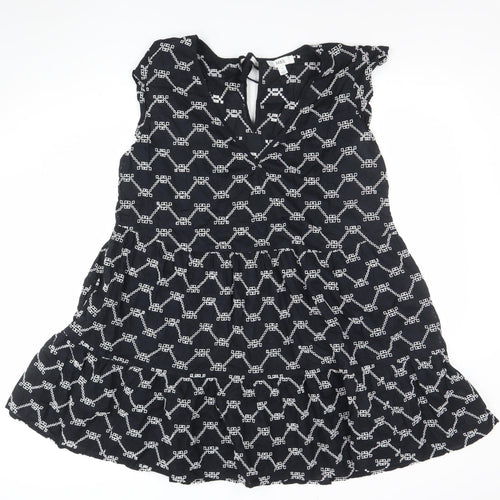 Marks and Spencer Women Black Size 14 Embroidered A-Line Dress