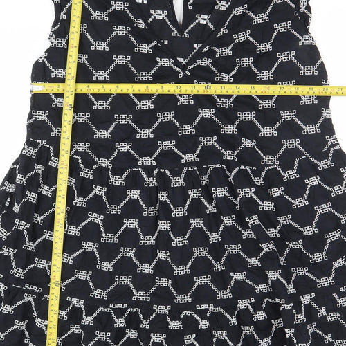 Marks and Spencer Women Black Size 14 Embroidered A-Line Dress