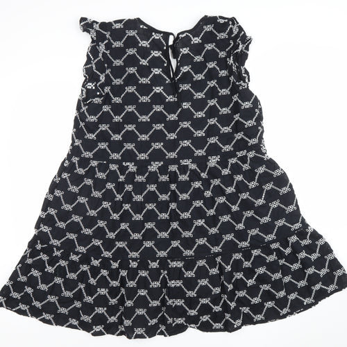 Marks and Spencer Women Black Size 14 Embroidered A-Line Dress