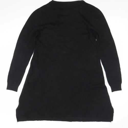 ZEVA Womens Black Knit Beaded Sweater Dress Size M Long Sleeve