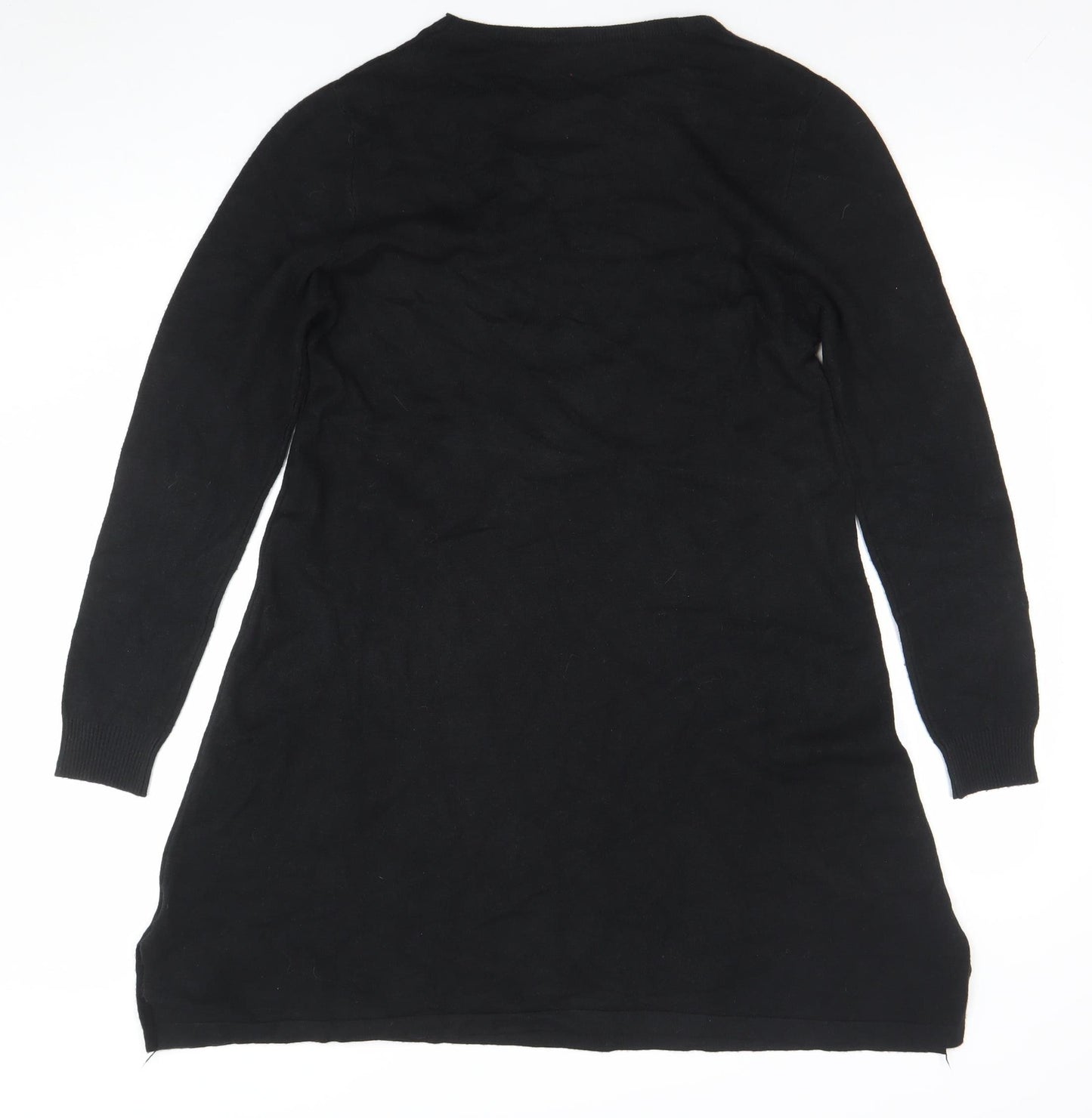 ZEVA Womens Black Knit Beaded Sweater Dress Size M Long Sleeve