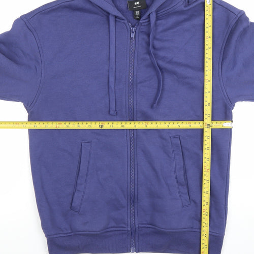 H&M Men's Blue XS Full Zip Relaxed Fit Hoodie Sweatshirt