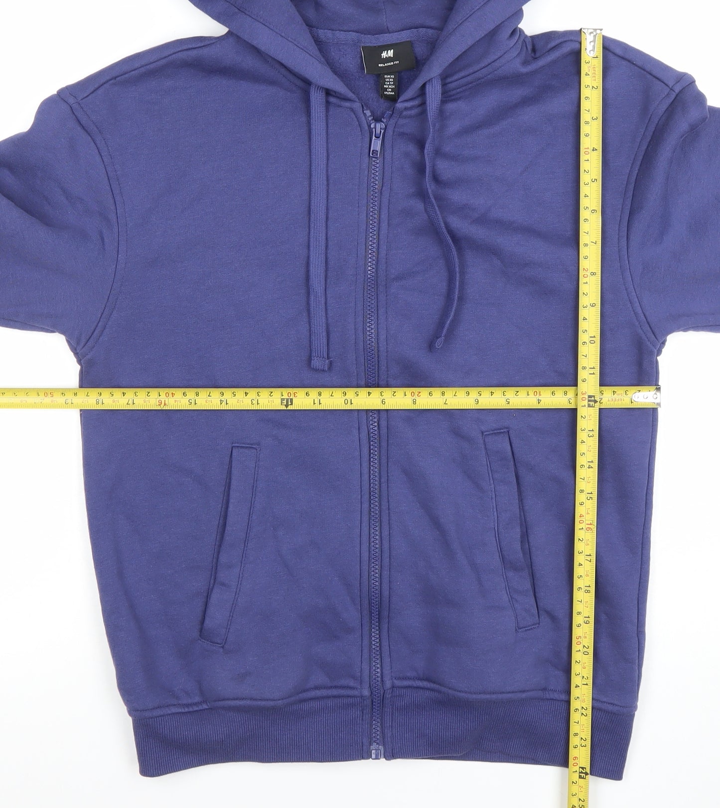 H&M Men's Blue XS Full Zip Relaxed Fit Hoodie Sweatshirt