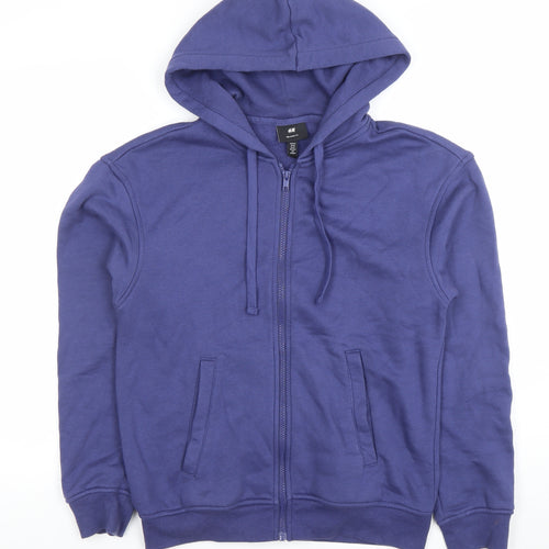 H&M Men's Blue XS Full Zip Relaxed Fit Hoodie Sweatshirt
