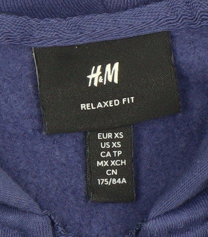 H&M Men's Blue XS Full Zip Relaxed Fit Hoodie Sweatshirt