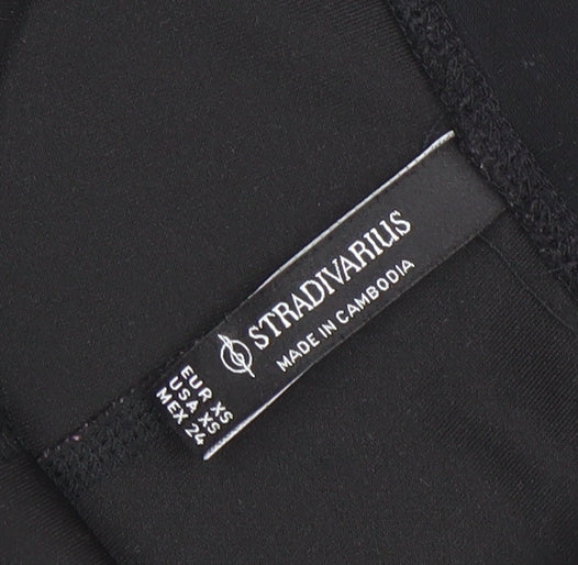 Stradivarius Women Black XS Flared Stretch Trousers