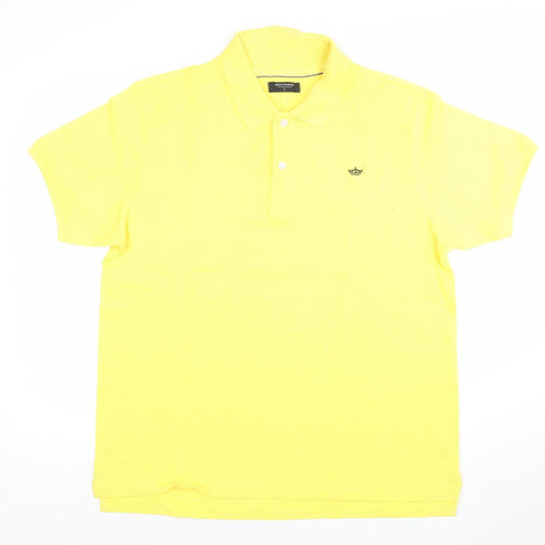 Industrialize Men's Yellow Cotton Polo Shirt Size L Classic Fit