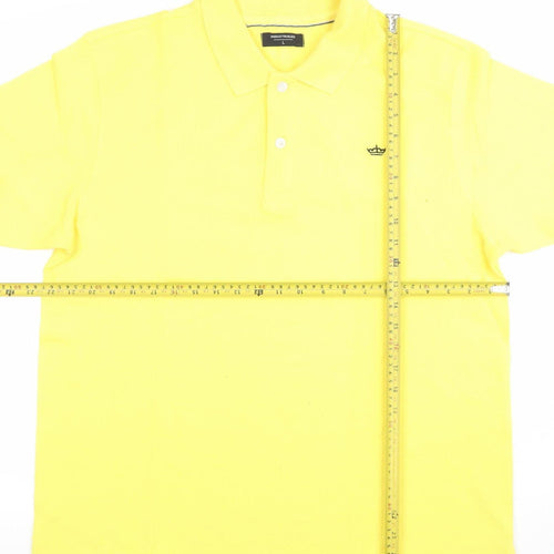 Industrialize Men's Yellow Cotton Polo Shirt Size L Classic Fit