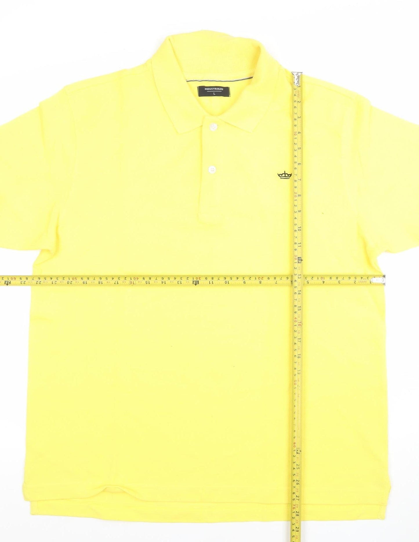Industrialize Men's Yellow Cotton Polo Shirt Size L Classic Fit