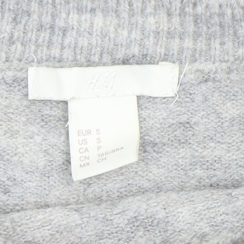 H&M Women's Grey Beaded Crew Neck Pullover Jumper Size S