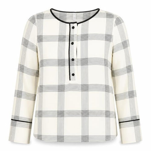 Mango Women’s White Checked Long Sleeve Blouse XS