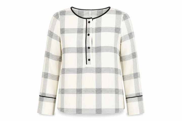 Mango Women’s White Checked Long Sleeve Blouse XS
