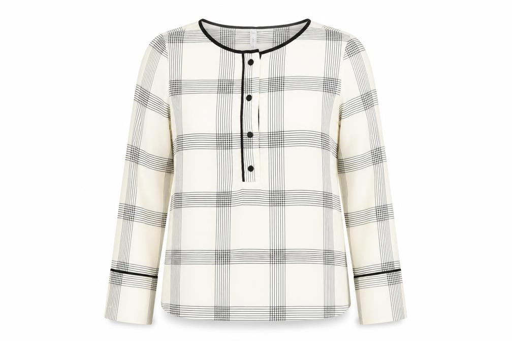 Mango Women’s White Checked Long Sleeve Blouse XS
