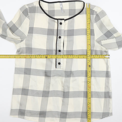 Mango Women’s White Checked Long Sleeve Blouse XS