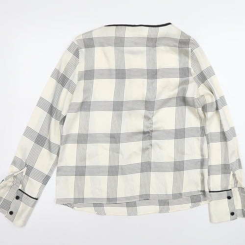 Mango Women’s White Checked Long Sleeve Blouse XS