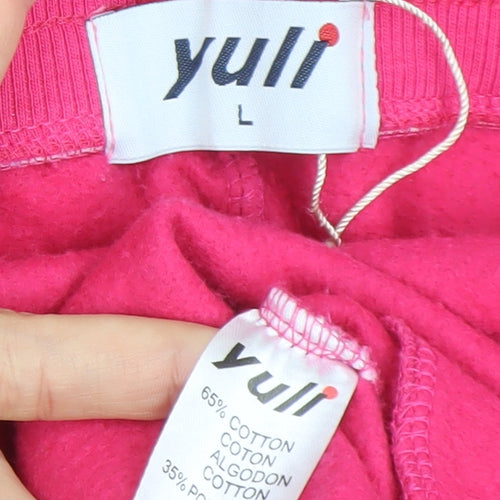 Yuli Women's Pink Jogger Sweatpants Size L Cotton Blend Activewear