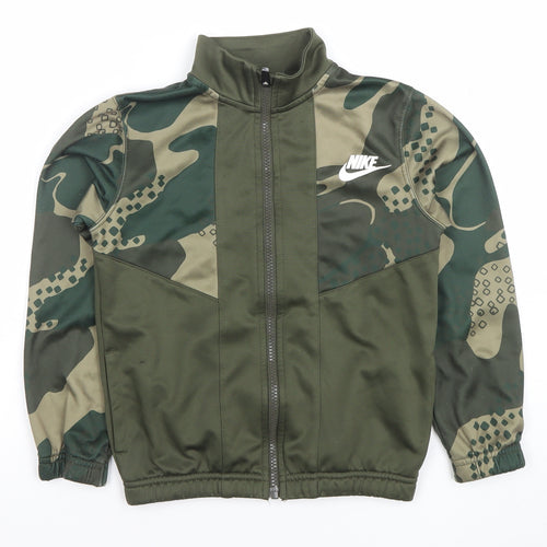 Nike Boys Green Camouflage Full Zip Hoodie 6-7 Years Polyester
