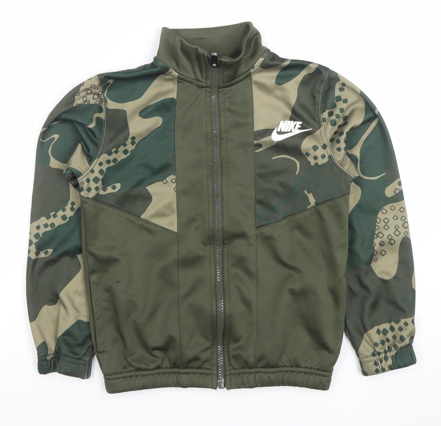 Nike Boys Green Camouflage Full Zip Hoodie 6-7 Years Polyester