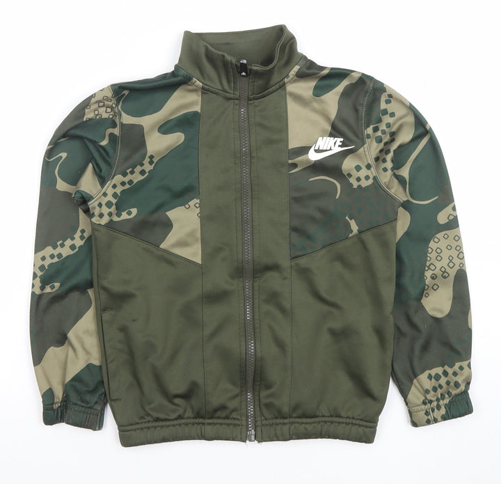 Nike Boys Green Camouflage Full Zip Hoodie 6-7 Years Polyester