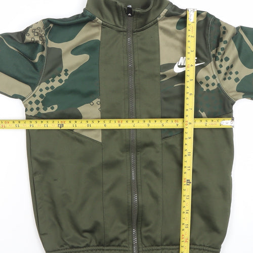 Nike Boys Green Camouflage Full Zip Hoodie 6-7 Years Polyester