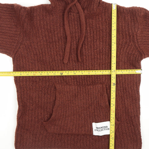 ASOS Women’s Brown Hooded Chunky-Knit Pullover Jumper Size 8